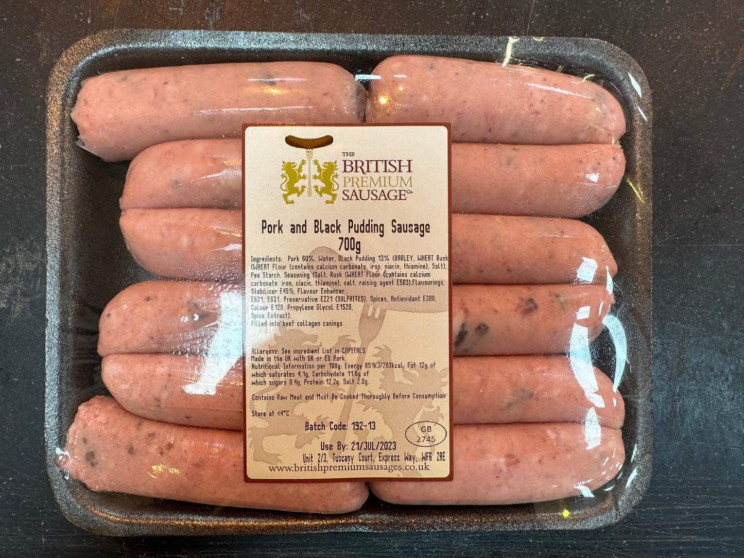 700G PORK & BLACK PUDDING SAUSAGE